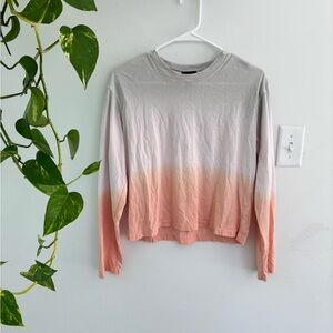 ATM Anthony Thomas Melillo Gray and White Crop Hoodie